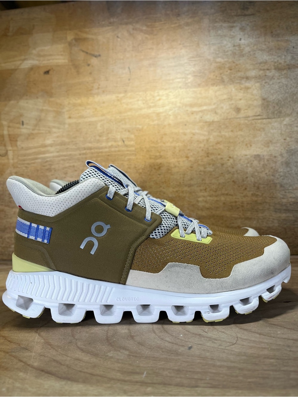 On Cloud Hi Edge Mens Size 10 Lifestyle Shoes Sneakers Earthy Brown Olive Green